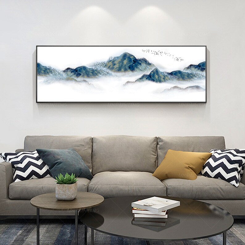 Abstract Mountain Wall Art Framed Watercolor Prints Landscape Etsy