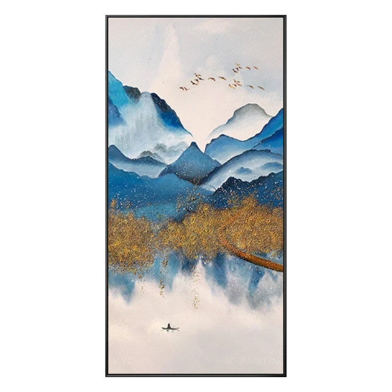 Gold Art Abstract Mountain Water Color Paintings on Canvas - Etsy