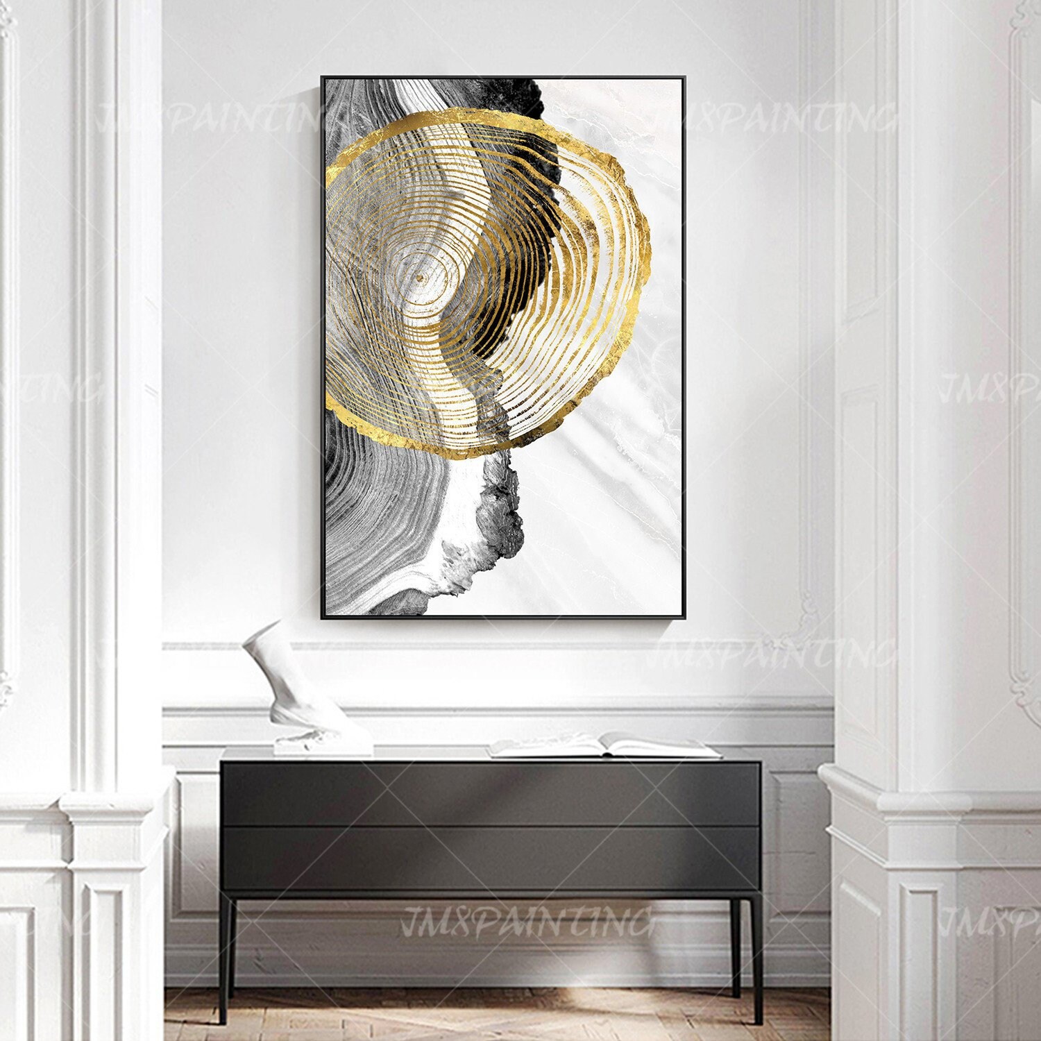 Gold art Abstract original Acrylic Paintings on canvas black Etsy