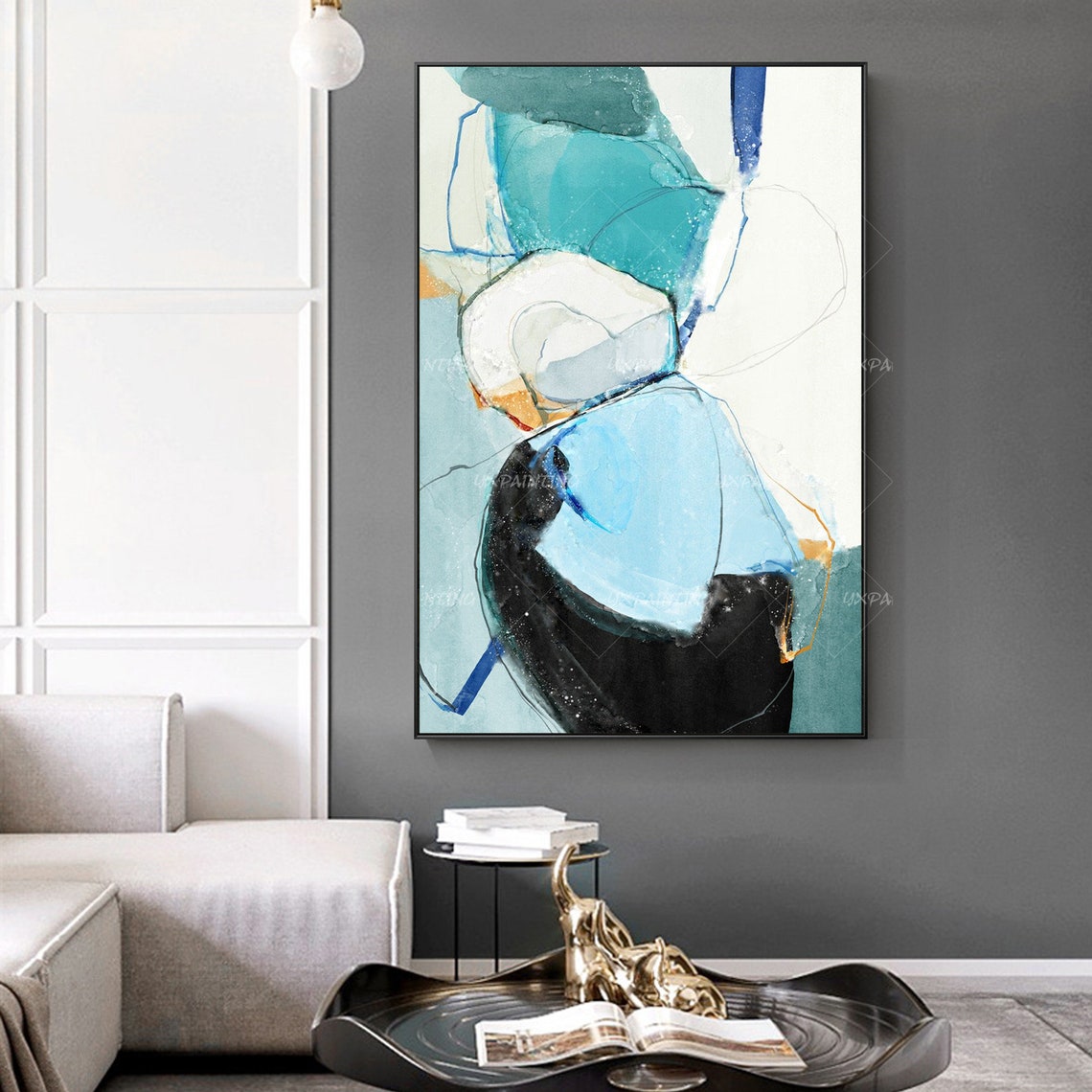 Abstract Acrylic Painting on Canvas Original Black and Blue - Etsy