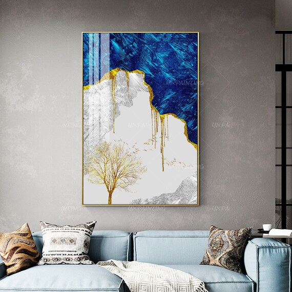 Framed painting gold art Abstract print On Canvas original art Etsy