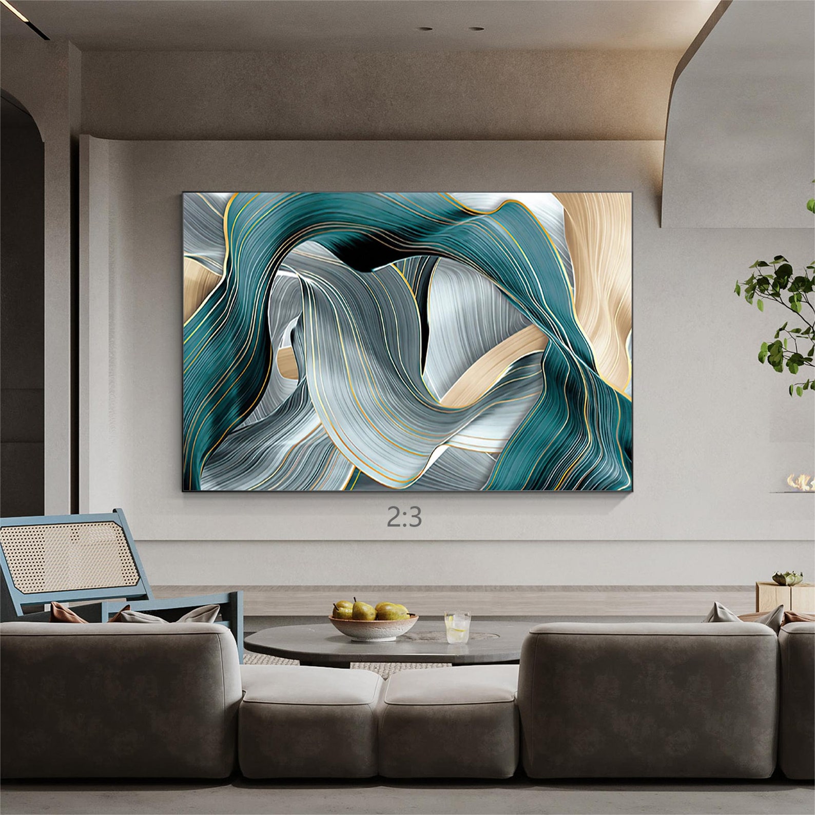 Teal Gold Turquoise Framed Wall Artoriginal Painting on Etsy