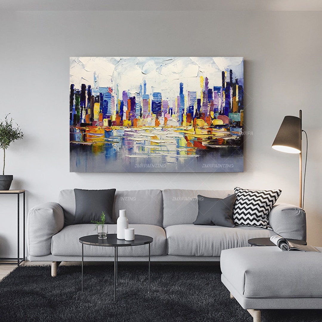 Acrylic Abstract New York City Painting on Canvas Original Cityscape ...