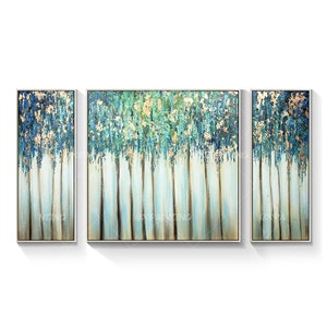 3 Pieces Wall Art Framed Painting Gold Leaf Acrylic Landscape Paintings ...