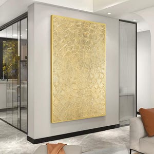 Gold Leaf Abstract Painting: Thick Textured Luxury Wall Art