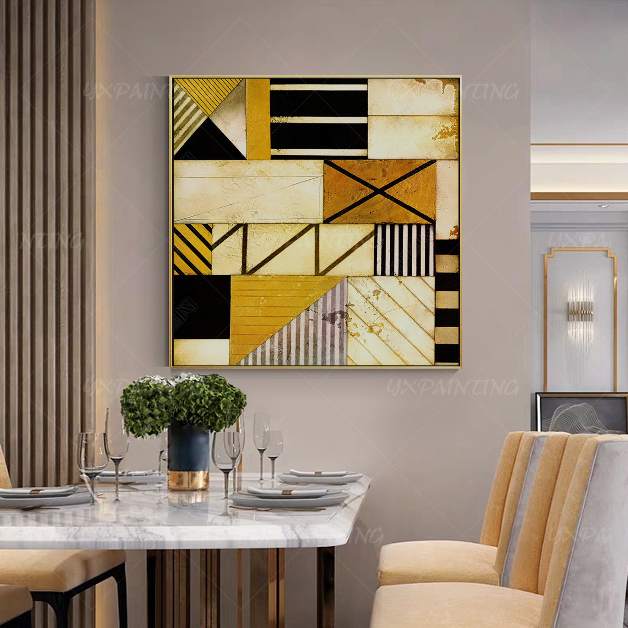 Geometric art Abstract Paintings On Canvas original acrylic Etsy
