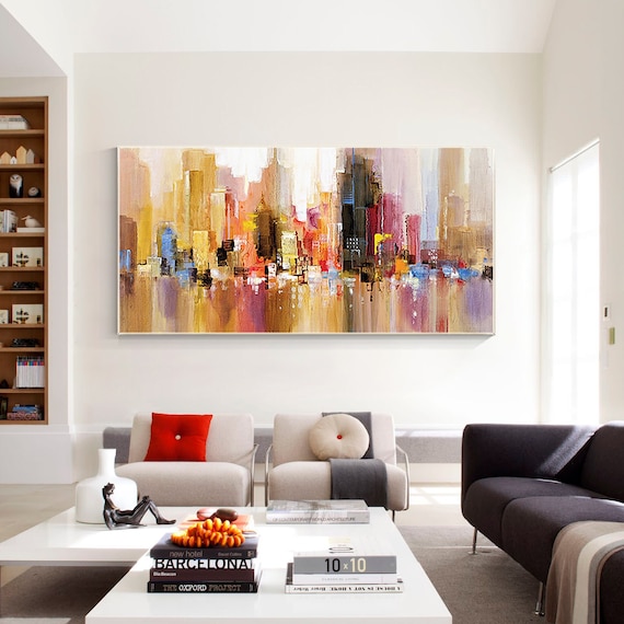 Original Cityscape painting acrylic Abstract Paintings on Canvas art Extra Large home decor Heavy textured Wall Pictures cuadros abstractos