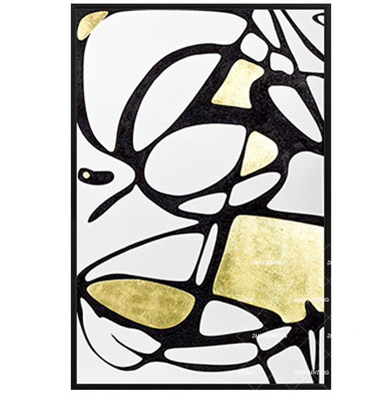 Framed wall art Abstract Origianl Geometry Gold Leaf Acrylic Etsy