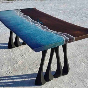 Desk Legs (set of 2 pcs) DIY Steel Furniture (H28) Table Legs for Desk, Dine Table, Kitchen Table, Live Edge Top- Flowyline Design 410 Radix