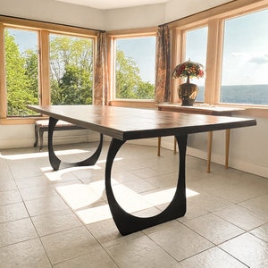 Table Legs (W21x 28H) Dining Table Legs, Steel, Table Legs Metal, Desk Legs, Furniture Legs - Flowyline Design 409 Cleo (set of 2 pcs)