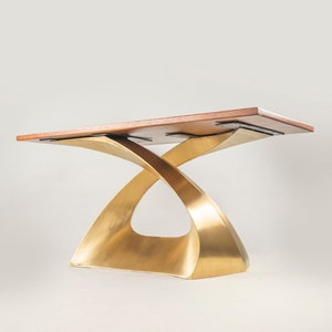 Gold metal dining table base deals