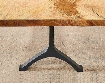 Metal Table Legs (set of 2 pcs), DIY Steel Furniture Legs (H28.3) for Desk, Dining, Kitchen, Live Edge top - Flowyline Design 401 Wishbone