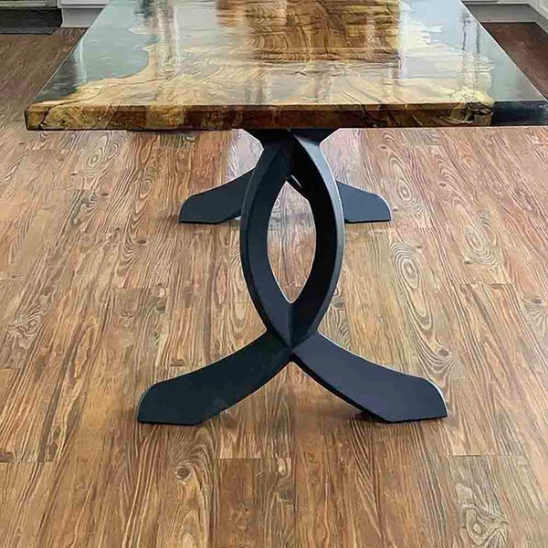 Table legs (W26 x H28) (set of 2 pcs) Metal Table Legs, Desk Legs, Dining Table Legs, Steel Table Legs - Flowyline Design 418 Curva