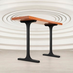 Metal Table Legs of FlowyLine - Good option for DIY easy furniture feet epoxy live edge top with steel. Product is Handmade with iron and powder coating - Free shipping Returns & exchanges , black pedestal curved industrial dining desk custom console