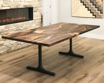 Table Legs (set of 2 pcs) Metal Furniture Legs (H28.3) for Desk, Dining, Kitchen, Live Edge top - Flowyline Design 402 Wineglass DIY Steel