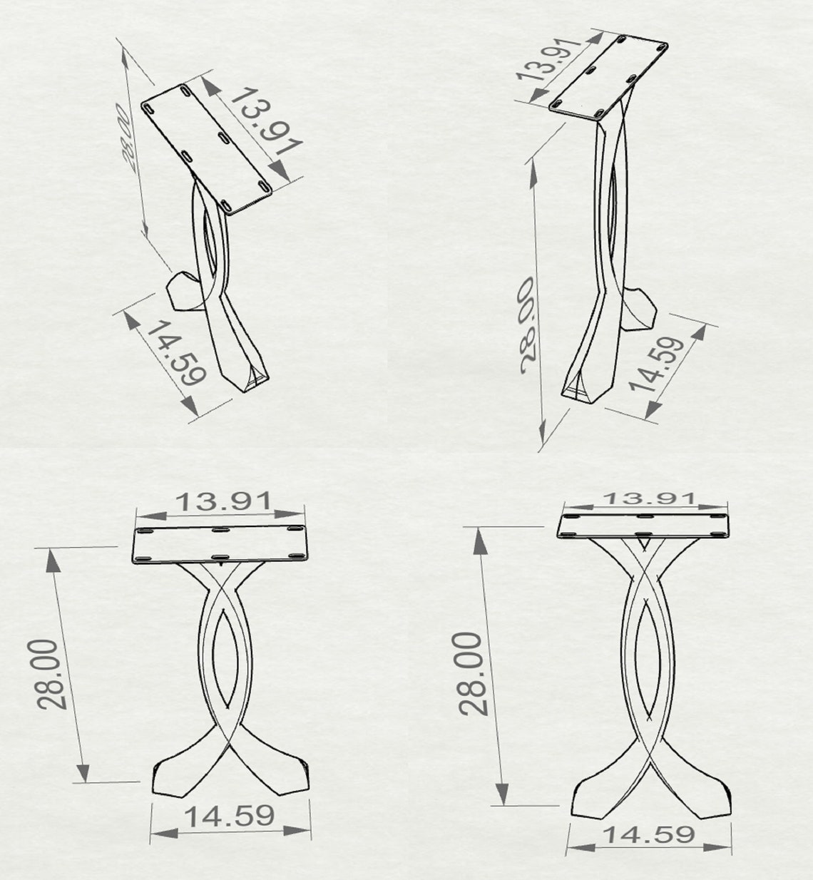 207 Curva Console Table Legs & Side Table Legs 28H Etsy