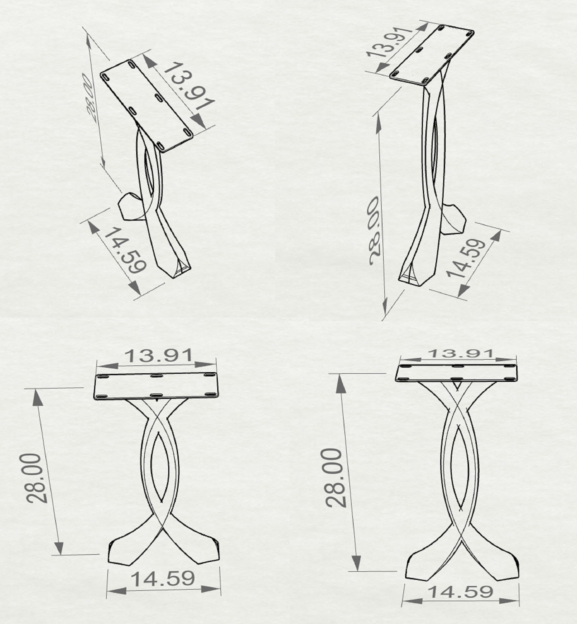 207 Curva Metal Side table legs 28 Console table Etsy