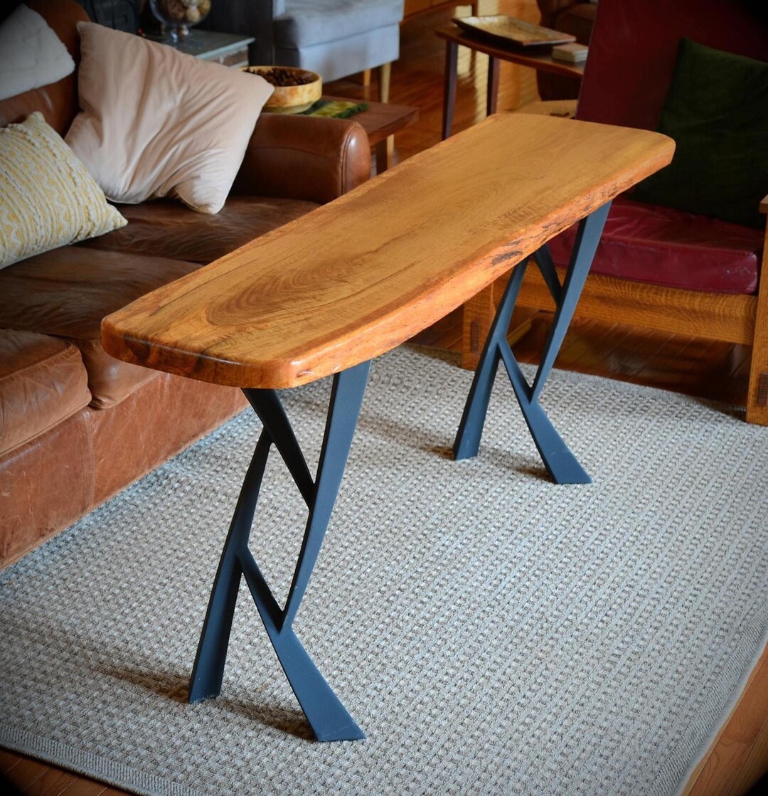 Side Table Legs & Live Edge Console W14 X H28 Handmade Metal Legs set
