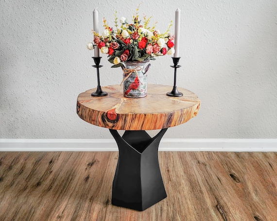 Tri-square walnut wood table base – R-Home Furniture