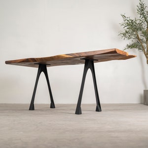 Table Legs, Desk Legs (W23 x H28)(set of 2 pcs) Dining Table Legs, DIY Steel Furniture for Desk, Live Edge top - Flowyline Design 434 Arlo