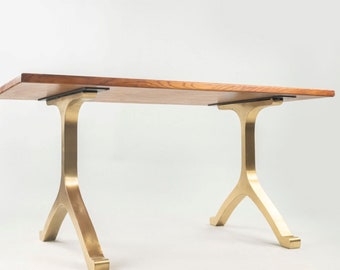 Gold Brass Legs, Table Legs Metal (W28"x H28") Handmade Table Legs (set of 2 pcs) Furniture Legs, Desk Legs| FLOWYLINE DESIGN 430 Wishbone