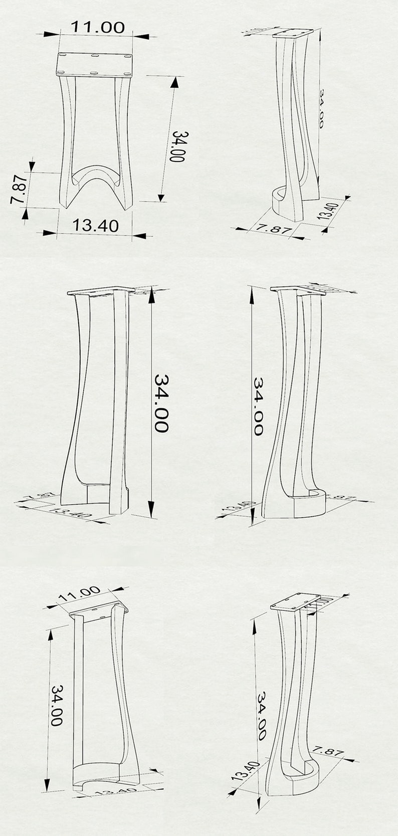 Metal Table Legs of FlowyLine - Good option for DIY easy furniture feet epoxy live edge top with steel. Product is Handmade with iron and powder coating - Free shipping Returns & exchanges , black pedestal curved industrial dining desk custom console