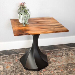 Metal Table Legs, Steel Pedestal Base  DIY dining room furniture in unique Flowyline antique Design for epoxy live edge top Black curved shape handmade modern kitchen desk wooden wrought iron industrial round counter height mid century square granite