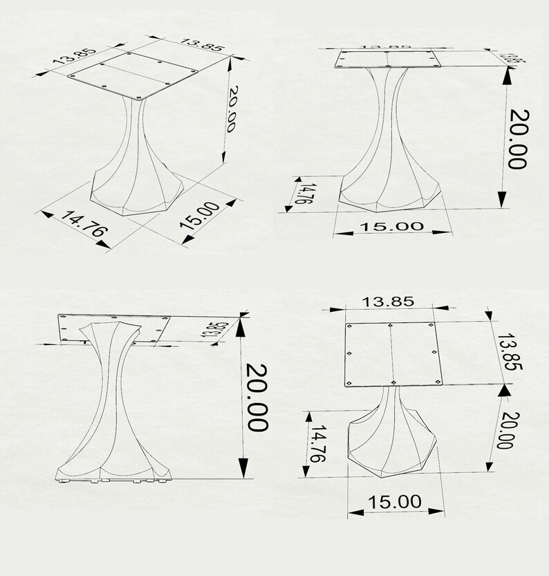 Metal Table Legs, Steel Pedestal Base  DIY dining room furniture in unique Flowyline antique Design for epoxy live edge top Black curved shape handmade modern kitchen desk wooden wrought iron industrial round counter height mid century square granite