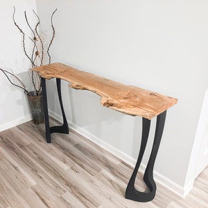 Metal Table Legs of FlowyLine - Good option for DIY easy furniture feet epoxy live edge top with steel. Product is Handmade with iron and powder coating - Free shipping Returns & exchanges , black pedestal curved industrial dining desk custom console