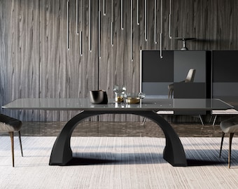 Table Base (71 x 22 x H28), 305 Arco Metal Handmade Desk Legs, Dining & Kitchen Steel Pedestal, Furniture Legs, Flowyline Design