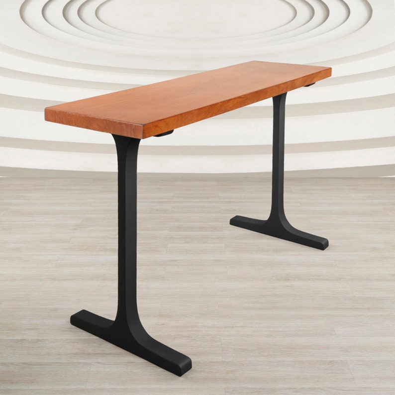 Metal Table Legs of FlowyLine - Good option for DIY easy furniture feet epoxy live edge top with steel. Product is Handmade with iron and powder coating - Free shipping Returns & exchanges , black pedestal curved industrial dining desk custom console