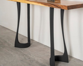 Counter Table Legs & Side Table Legs (H34") | Handmade Steel Bar Table Legs, (set of 2 pcs) | Furniture Legs | FLOWYLINE DESIGN 605 Uzar