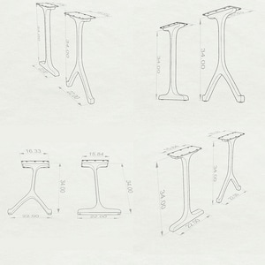 Metal Table Legs of FlowyLine - Good option for DIY easy furniture feet epoxy live edge top with steel. Product is Handmade with iron and powder coating - Free shipping Returns & exchanges , black pedestal curved industrial dining desk custom console