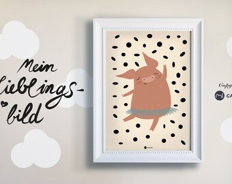 Poster, Nursery Picture, Print, Pig