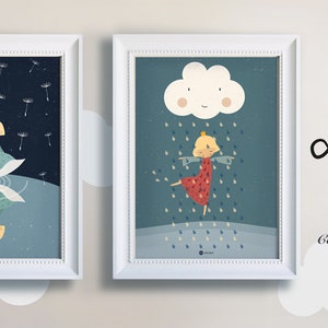 Poster, nursery picture, print, princess, girl, dancing in the rain, digital print image 3