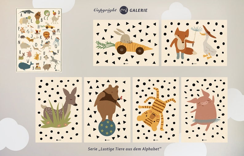 ABC Poster, Animal Alphabet DINA 3, ABC Children's Room Picture, Print, Animal Alphabet, Letters, Kindergarten image 6