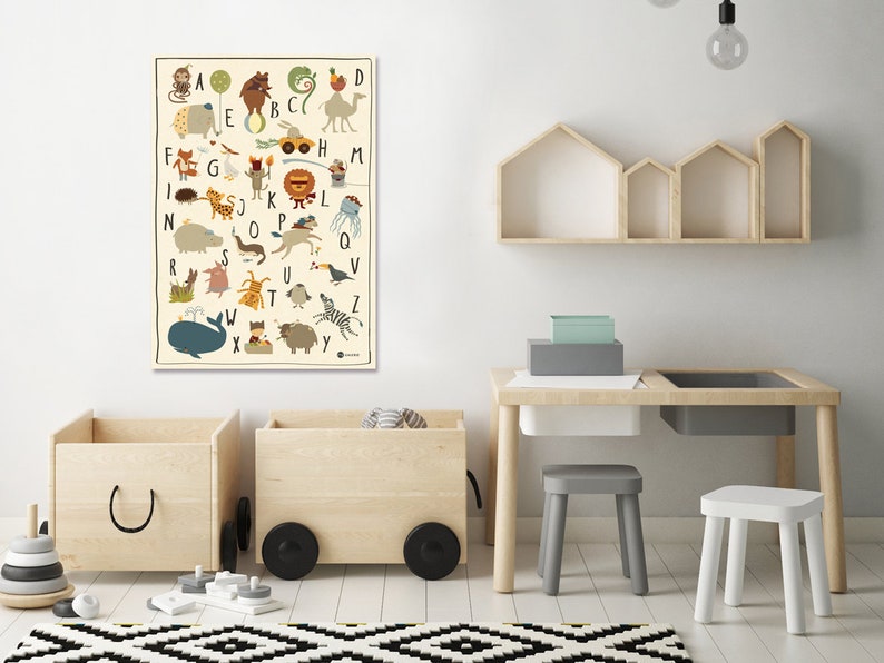 ABC Poster, Animal Alphabet DINA 3, ABC Children's Room Picture, Print, Animal Alphabet, Letters, Kindergarten image 5