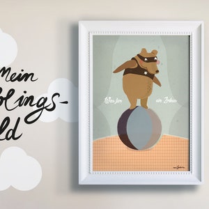 Bären Bild, Poster, Kinderzimmerbild, Druck, Poster mit Spruch, Bär &quot;Was für ein Zirkus&quot;