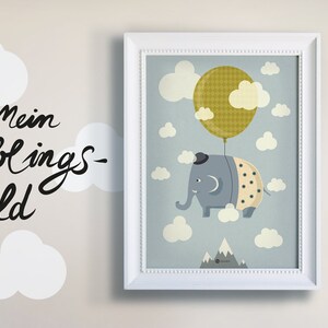 Nursery picture, poster, print, elephant