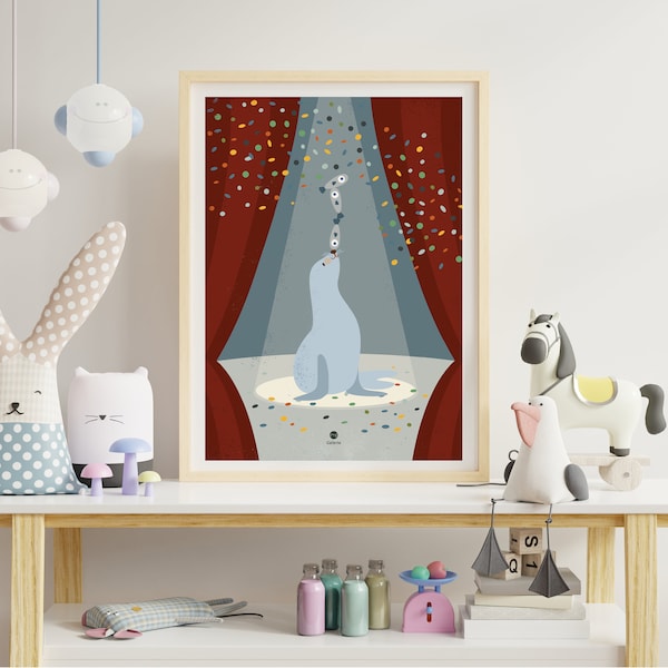 Poster, children's room picture, print, circus seal