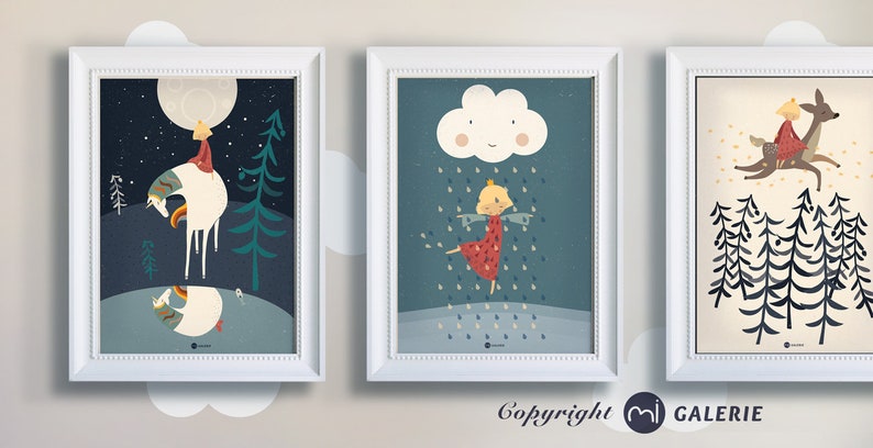 Poster, nursery picture, print, princess, girl, dancing in the rain, digital print image 4