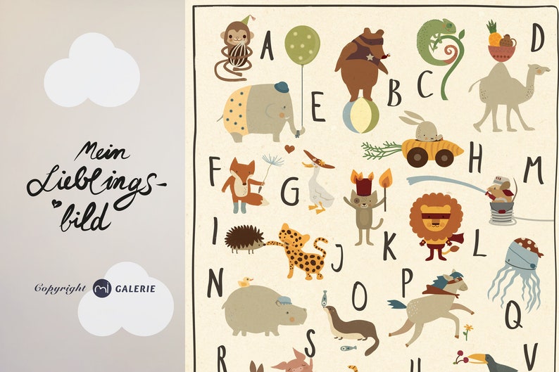 ABC Poster, Animal Alphabet DINA 3, ABC Children's Room Picture, Print, Animal Alphabet, Letters, Kindergarten image 2