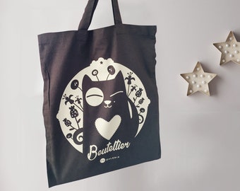 Tasche "Beuteltier" Jutetasche, Jutebeutel mit Katze, Spruch