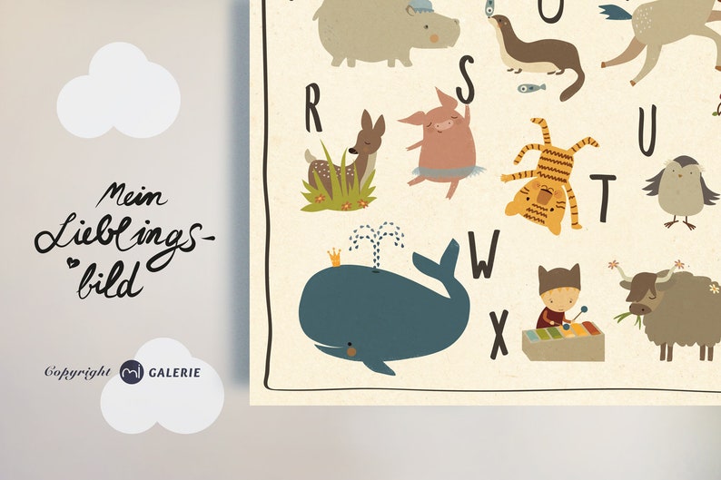 ABC Poster, Animal Alphabet DINA 3, ABC Children's Room Picture, Print, Animal Alphabet, Letters, Kindergarten image 4