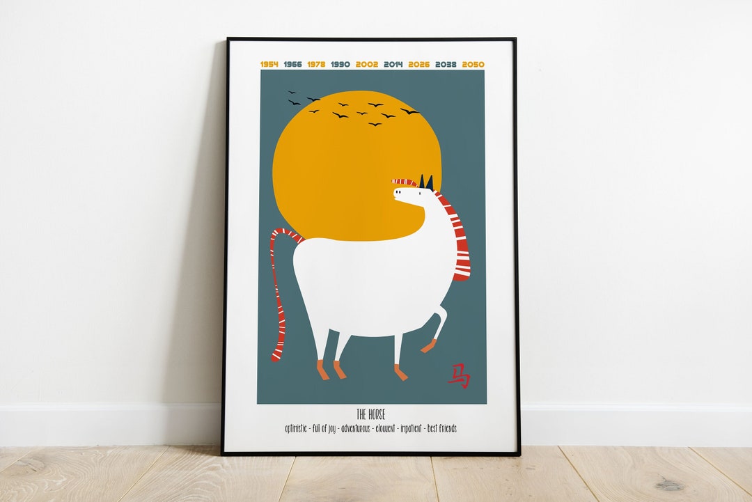 Chinese Zodiac Wall Art Decor Year of the Horse Printable Etsy