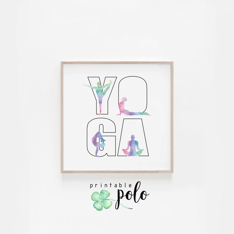 Yoga Watercolor Postures Minimalist Wall Art Prints Digital image 0