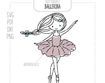 PLOTTERDATEI Ballerina | tanzen | Mädchen | Traum | elegant | niedlich | svg | dxf | pdf | png