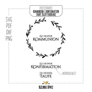 PLOTTERBESTAND COMMUNIEBEVESTIGING Doopbladkrans | Vier | bloemen | takken | krans | Kerk | SVG | dxf | pdf | png