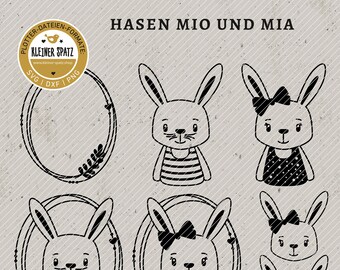 PLOTTER FILE EASTER EASTER BUNNY | Bunnies Mio and Mia | Easter bunnies | Bunny face | Wreath | Frame