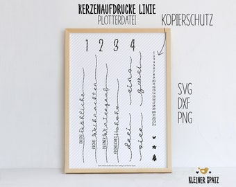 PLOTTER FILE "Candle Prints Line" | Candle Tattoos | Lettering | Decorating Candles | Christmas | Advent | svg | dxf | png | pdf